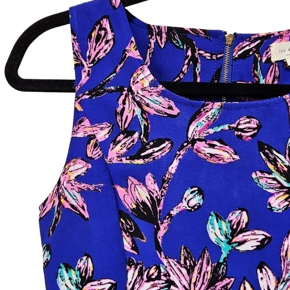 Tea & Cup Cobalt Blue & Pink Floral Shift Dress - Picture 2 of 9